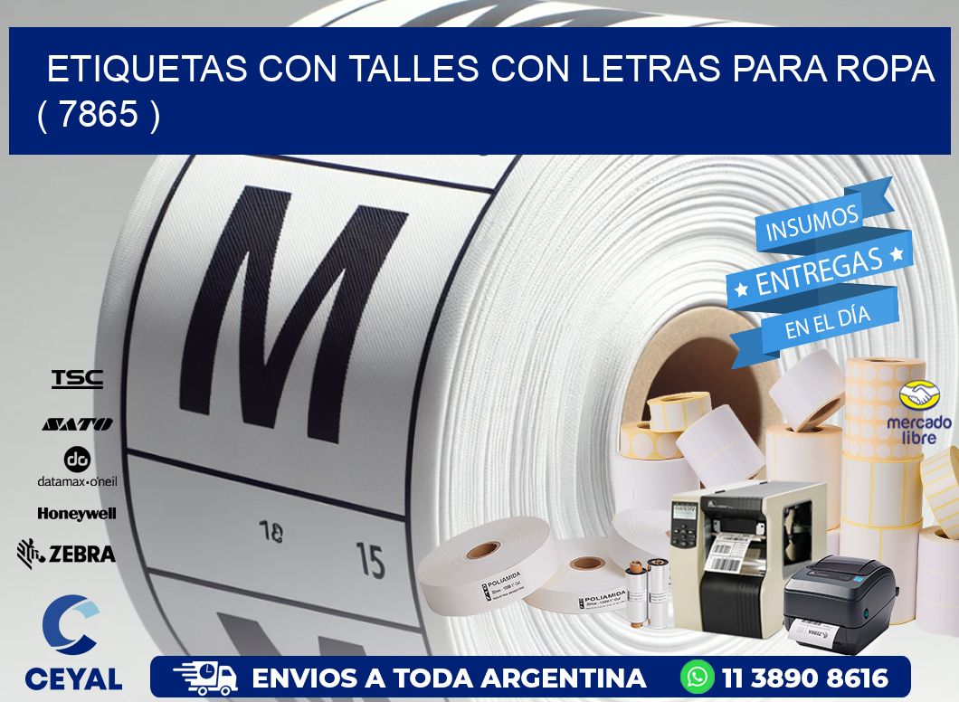 ETIQUETAS CON TALLES CON LETRAS PARA ROPA   ( 7865 )