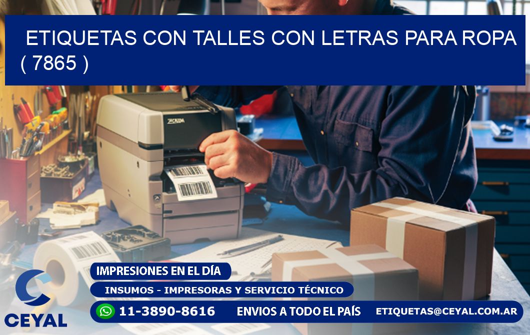 ETIQUETAS CON TALLES CON LETRAS PARA ROPA   ( 7865 )