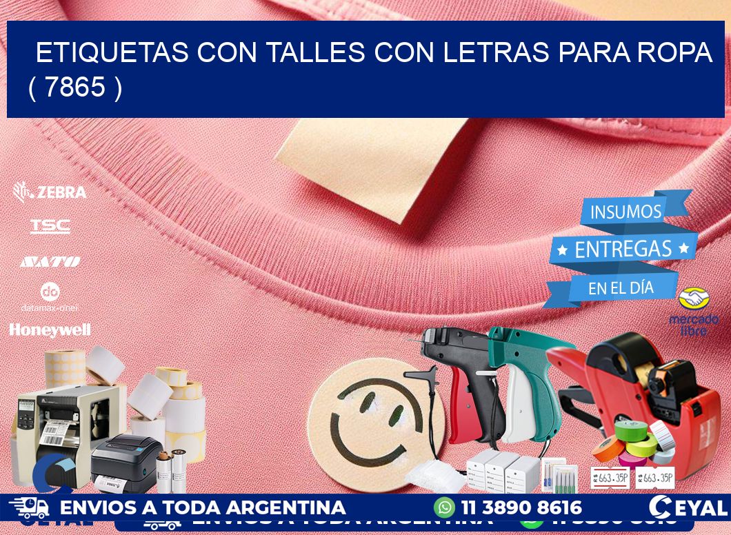 ETIQUETAS CON TALLES CON LETRAS PARA ROPA   ( 7865 )