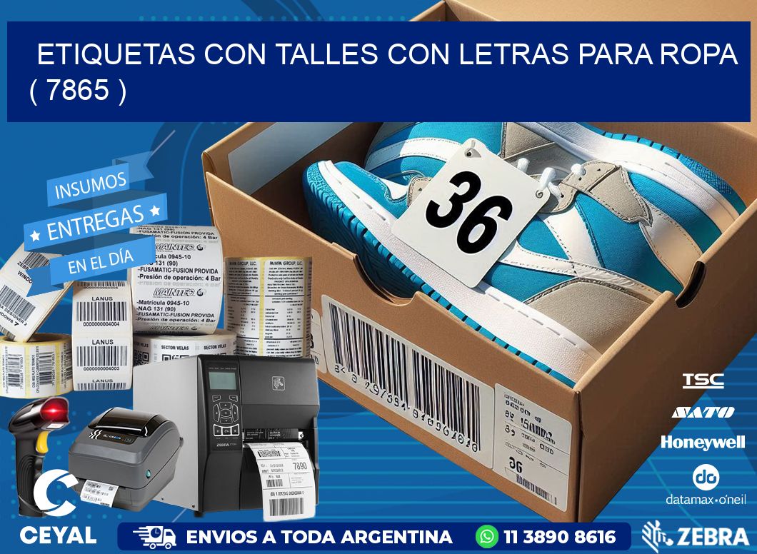 ETIQUETAS CON TALLES CON LETRAS PARA ROPA   ( 7865 )