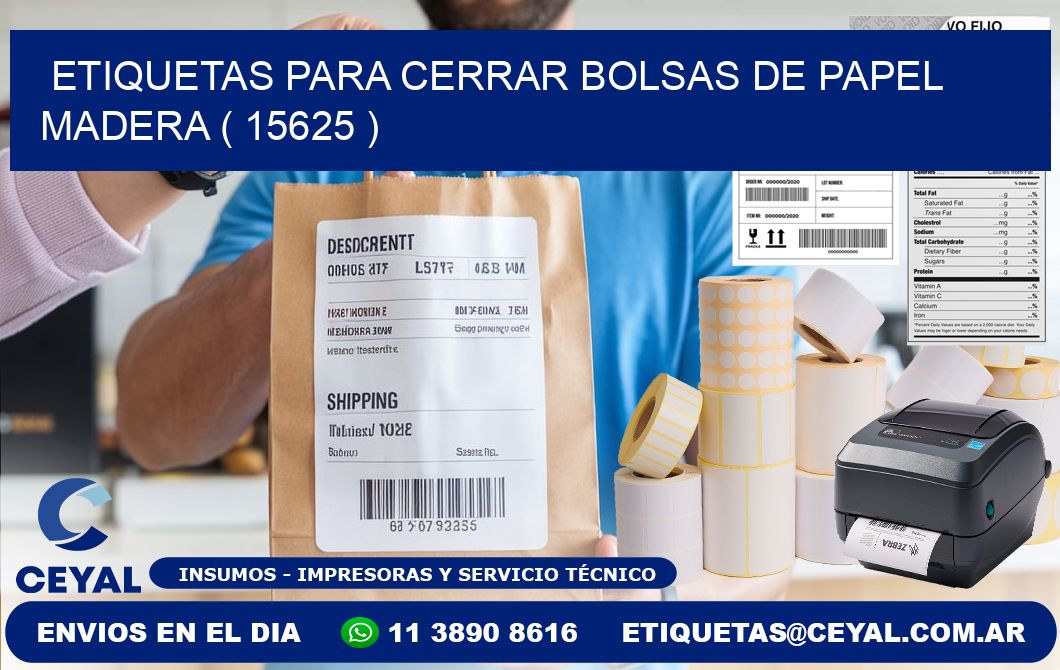 ETIQUETAS PARA CERRAR BOLSAS DE PAPEL MADERA ( 15625 )