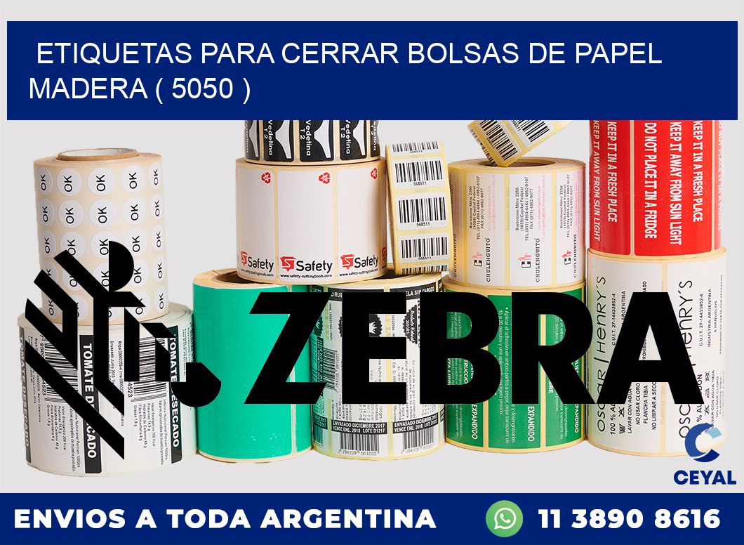 ETIQUETAS PARA CERRAR BOLSAS DE PAPEL MADERA ( 5050 )