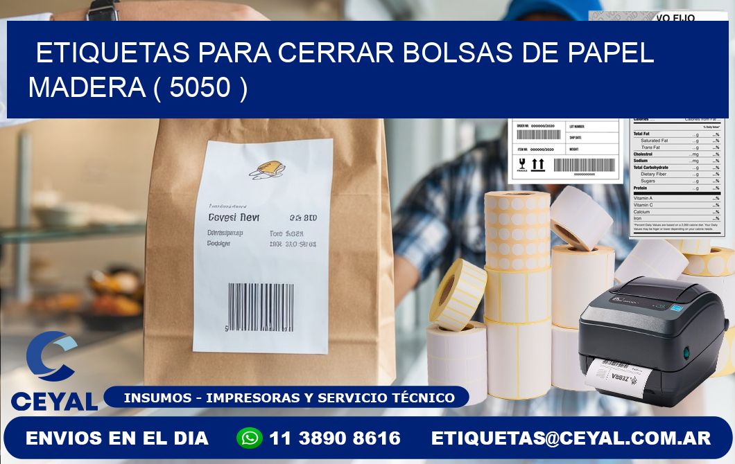 ETIQUETAS PARA CERRAR BOLSAS DE PAPEL MADERA ( 5050 )