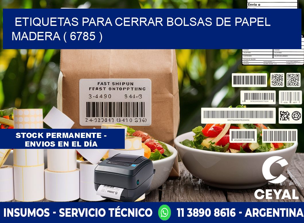 ETIQUETAS PARA CERRAR BOLSAS DE PAPEL MADERA ( 6785 )