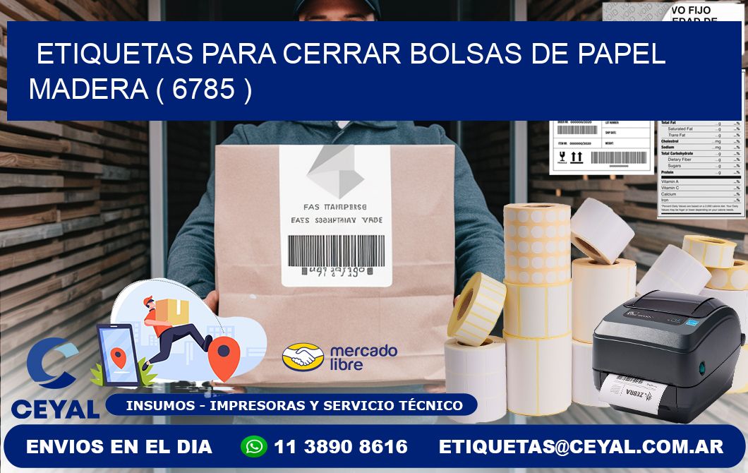 ETIQUETAS PARA CERRAR BOLSAS DE PAPEL MADERA ( 6785 )