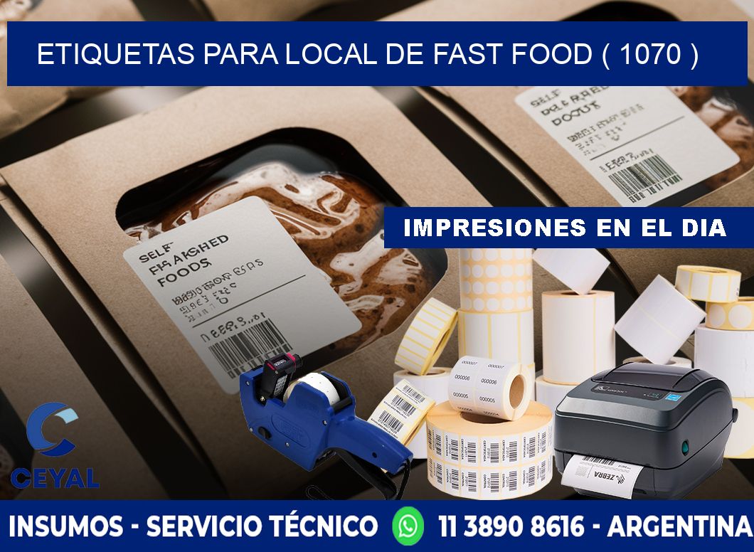 ETIQUETAS PARA LOCAL DE FAST FOOD ( 1070 )