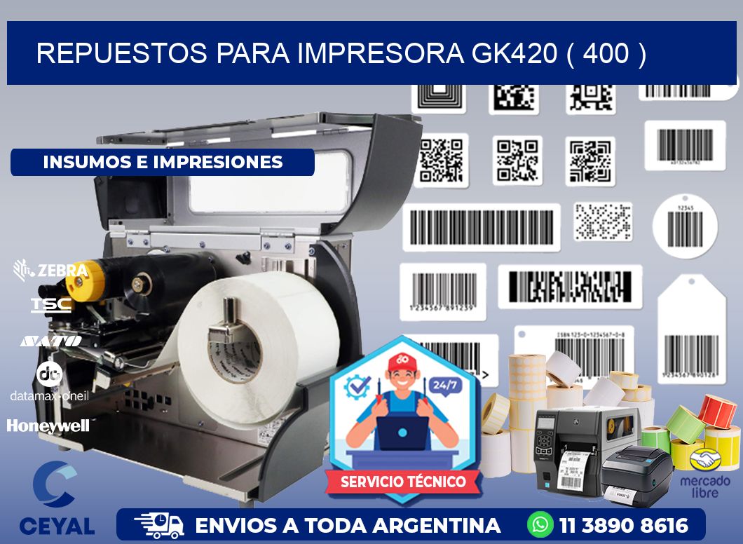 REPUESTOS PARA IMPRESORA GK420 ( 400 )