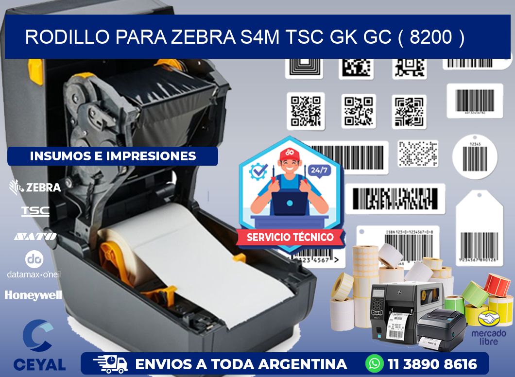 rodillo para zebra S4M TSC GK GC ( 8200 )