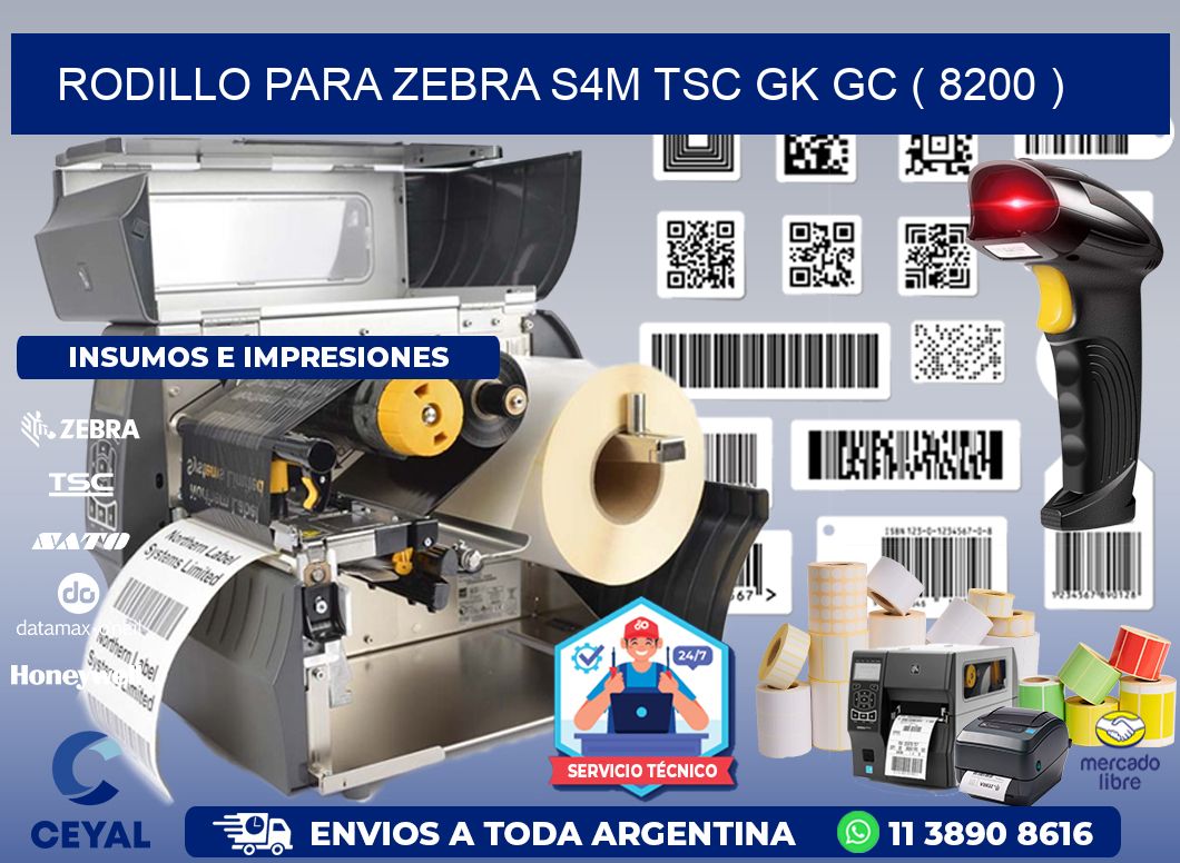 rodillo para zebra S4M TSC GK GC ( 8200 )