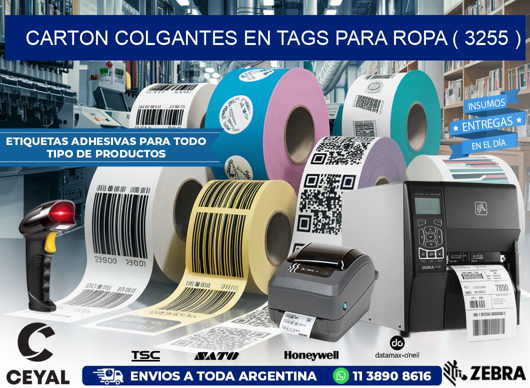 CARTON COLGANTES EN TAGS PARA ROPA ( 3255 )