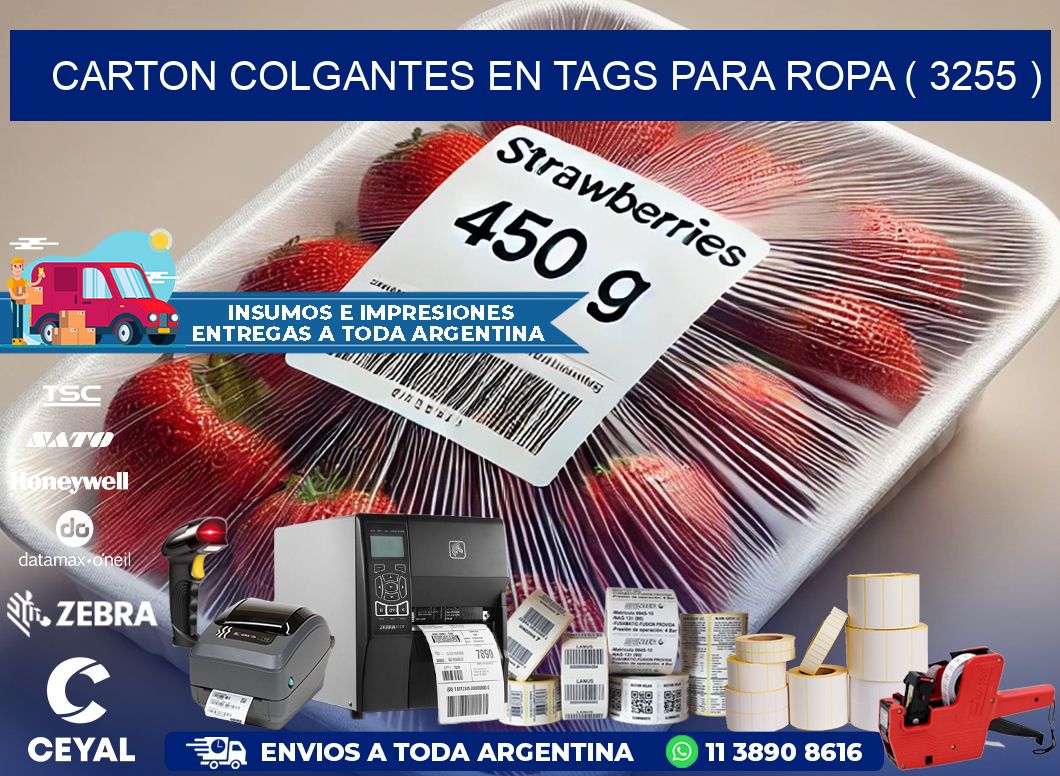 CARTON COLGANTES EN TAGS PARA ROPA ( 3255 )