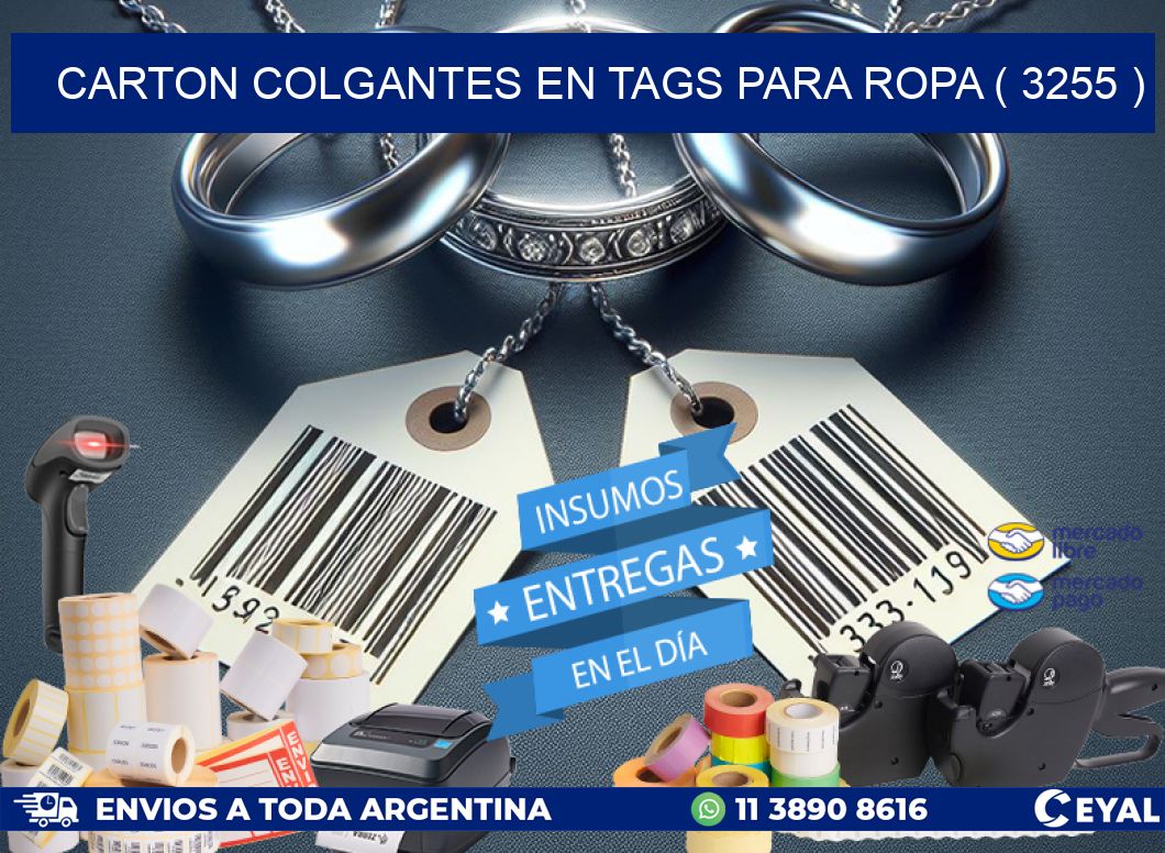 CARTON COLGANTES EN TAGS PARA ROPA ( 3255 )