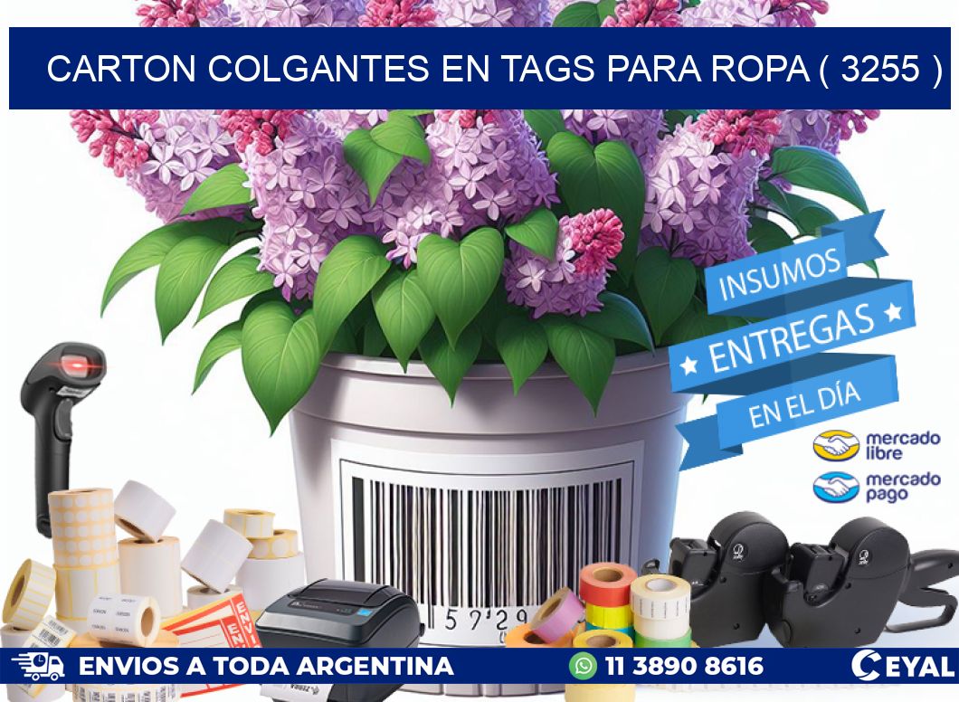 CARTON COLGANTES EN TAGS PARA ROPA ( 3255 )