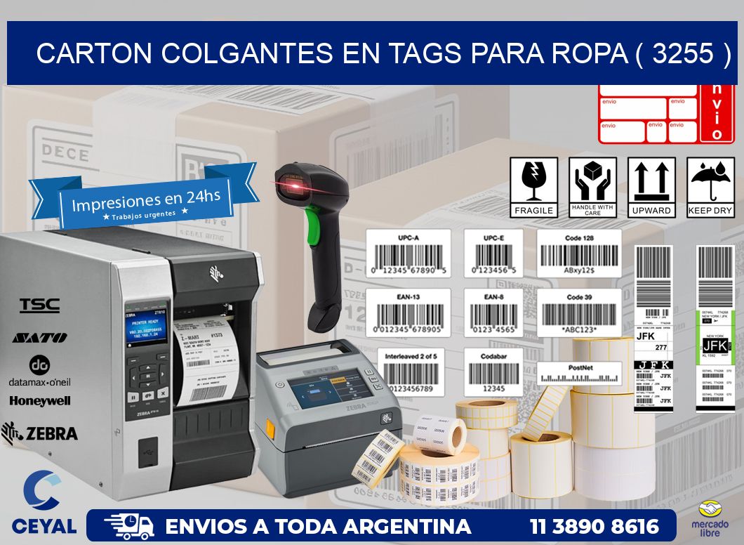 CARTON COLGANTES EN TAGS PARA ROPA ( 3255 )