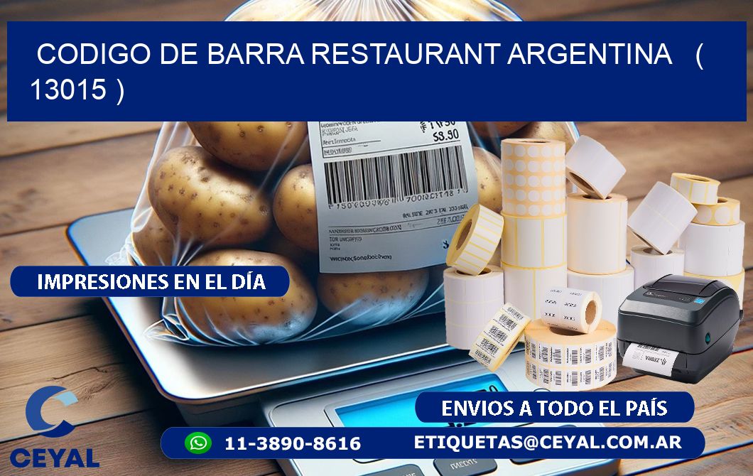 CODIGO DE BARRA RESTAURANT ARGENTINA   ( 13015 )