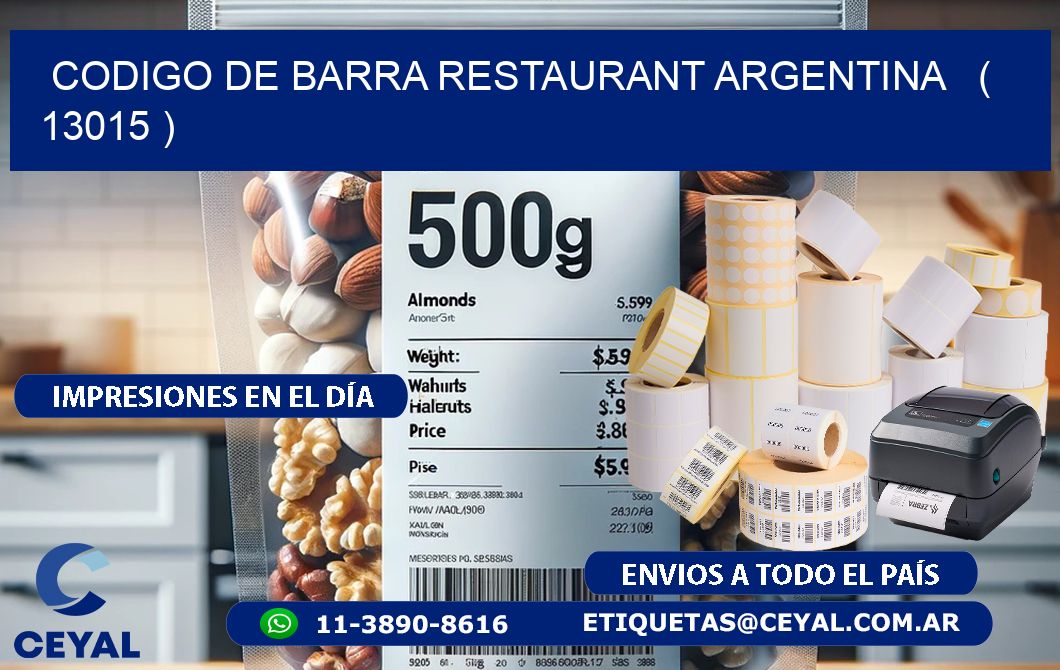 CODIGO DE BARRA RESTAURANT ARGENTINA   ( 13015 )