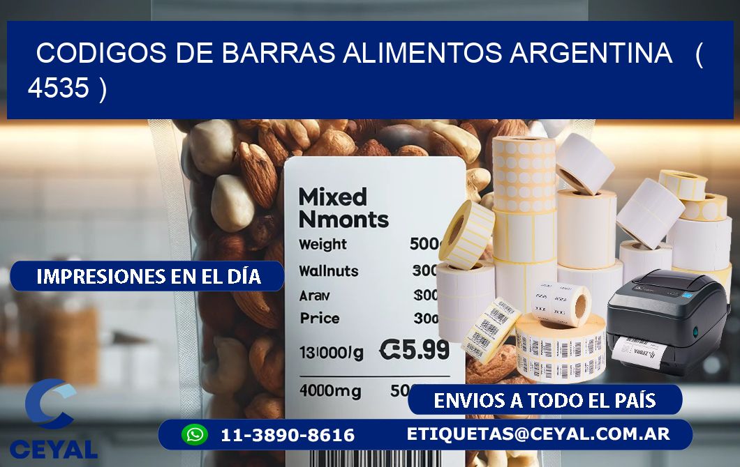 CODIGOS DE BARRAS ALIMENTOS ARGENTINA   ( 4535 )