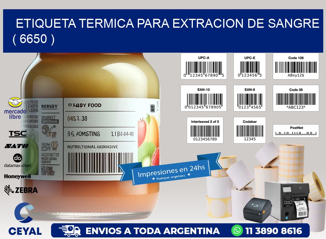 ETIQUETA TERMICA PARA EXTRACION DE SANGRE ( 6650 )