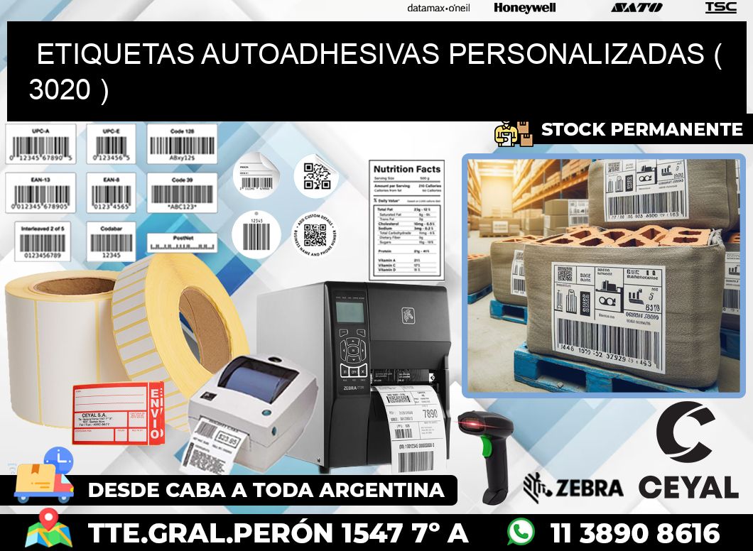 ETIQUETAS AUTOADHESIVAS PERSONALIZADAS ( 3020 )