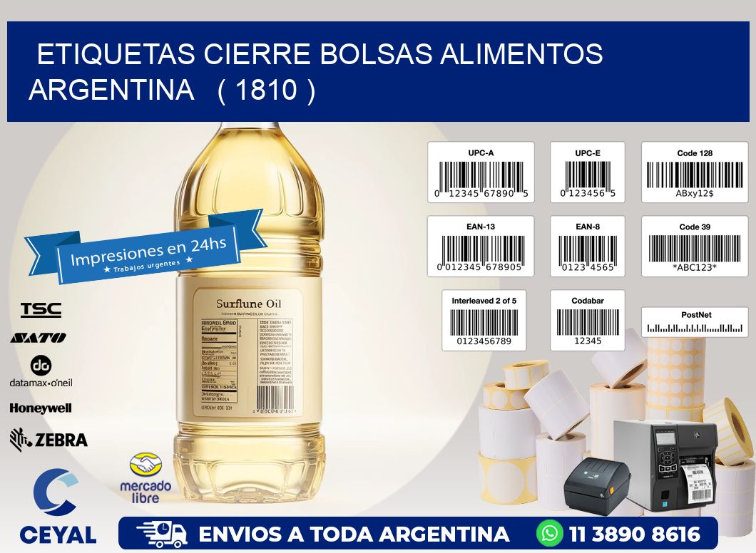 ETIQUETAS CIERRE BOLSAS ALIMENTOS ARGENTINA   ( 1810 )