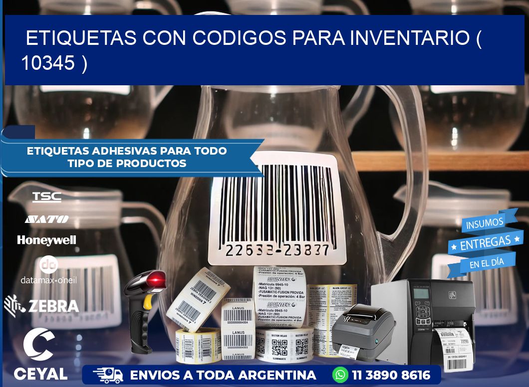 ETIQUETAS CON CODIGOS PARA INVENTARIO ( 10345 )