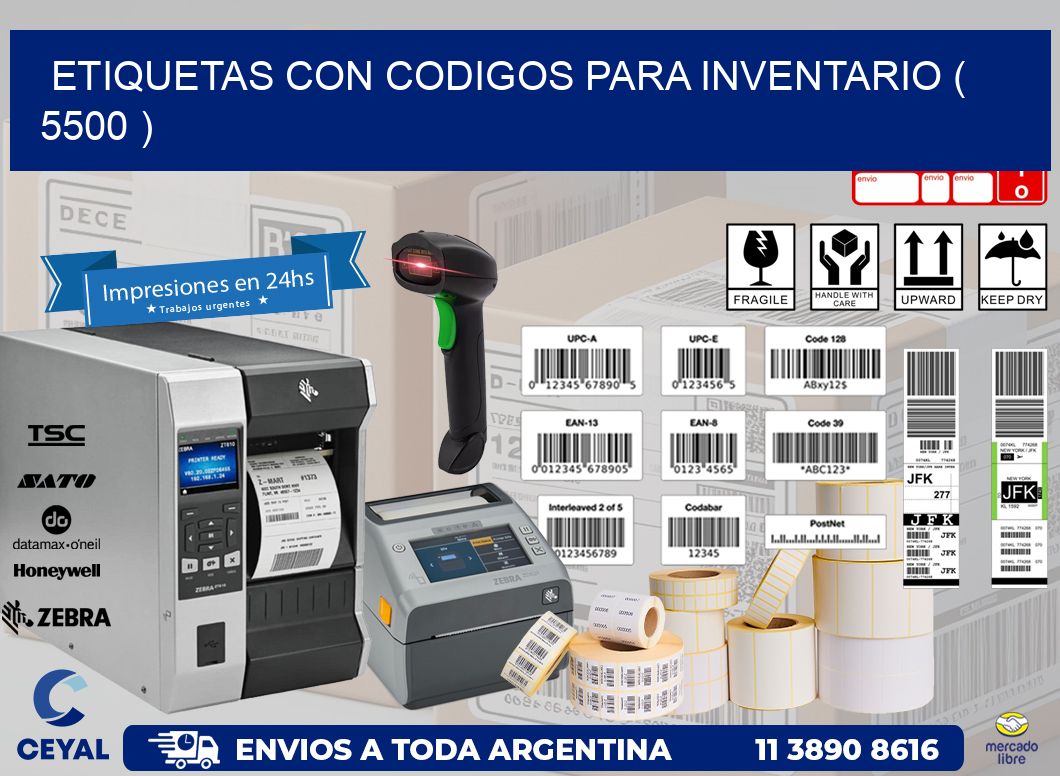 ETIQUETAS CON CODIGOS PARA INVENTARIO ( 5500 )