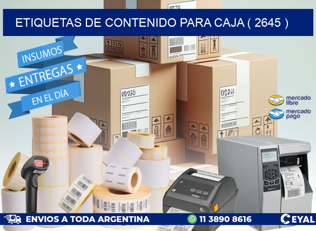 ETIQUETAS DE CONTENIDO PARA CAJA ( 2645 )