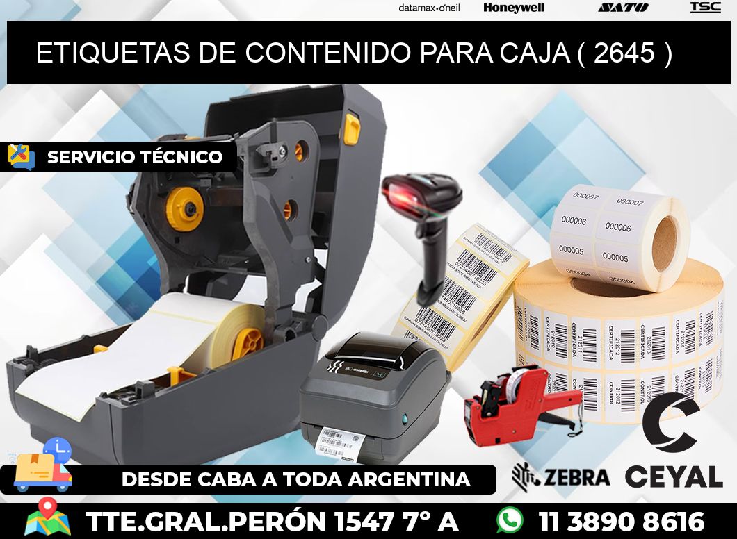 ETIQUETAS DE CONTENIDO PARA CAJA ( 2645 )