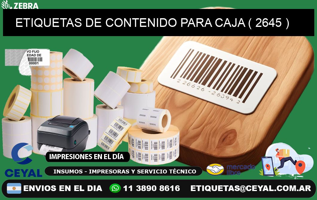 ETIQUETAS DE CONTENIDO PARA CAJA ( 2645 )