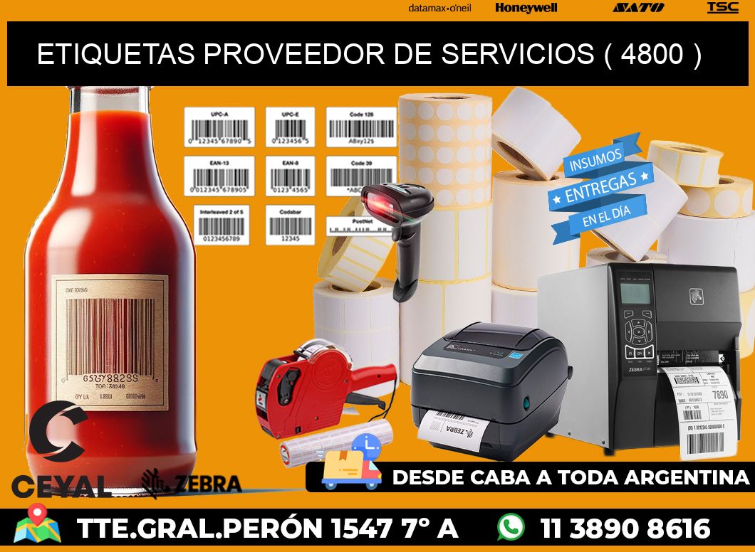 ETIQUETAS PROVEEDOR DE SERVICIOS ( 4800 )