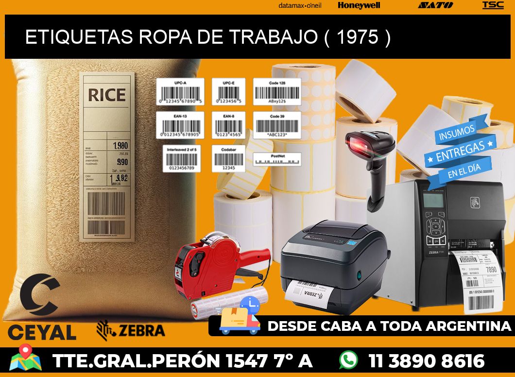 ETIQUETAS ROPA DE TRABAJO ( 1975 )