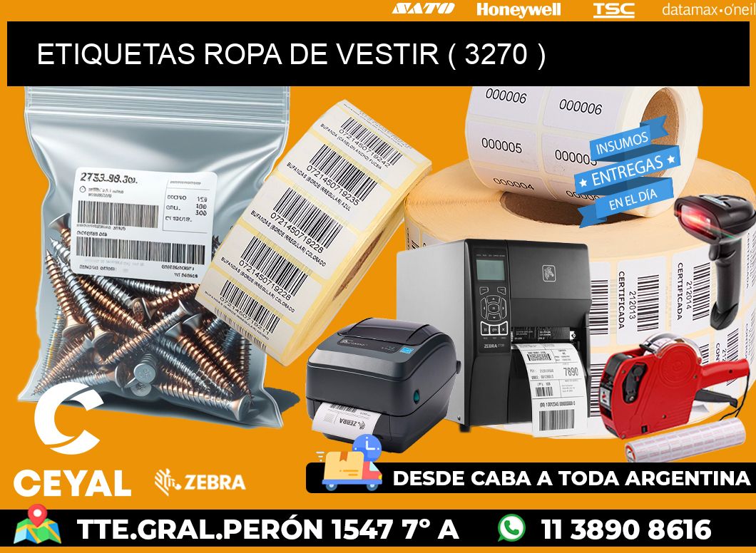 ETIQUETAS ROPA DE VESTIR ( 3270 )