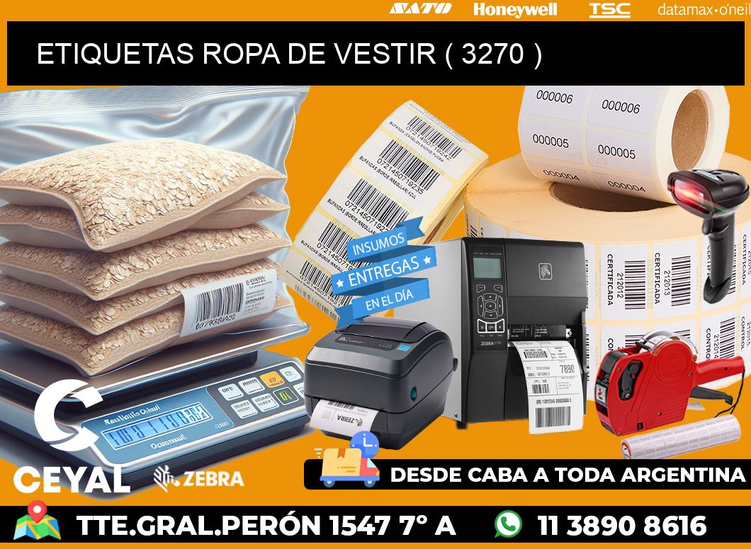 ETIQUETAS ROPA DE VESTIR ( 3270 )