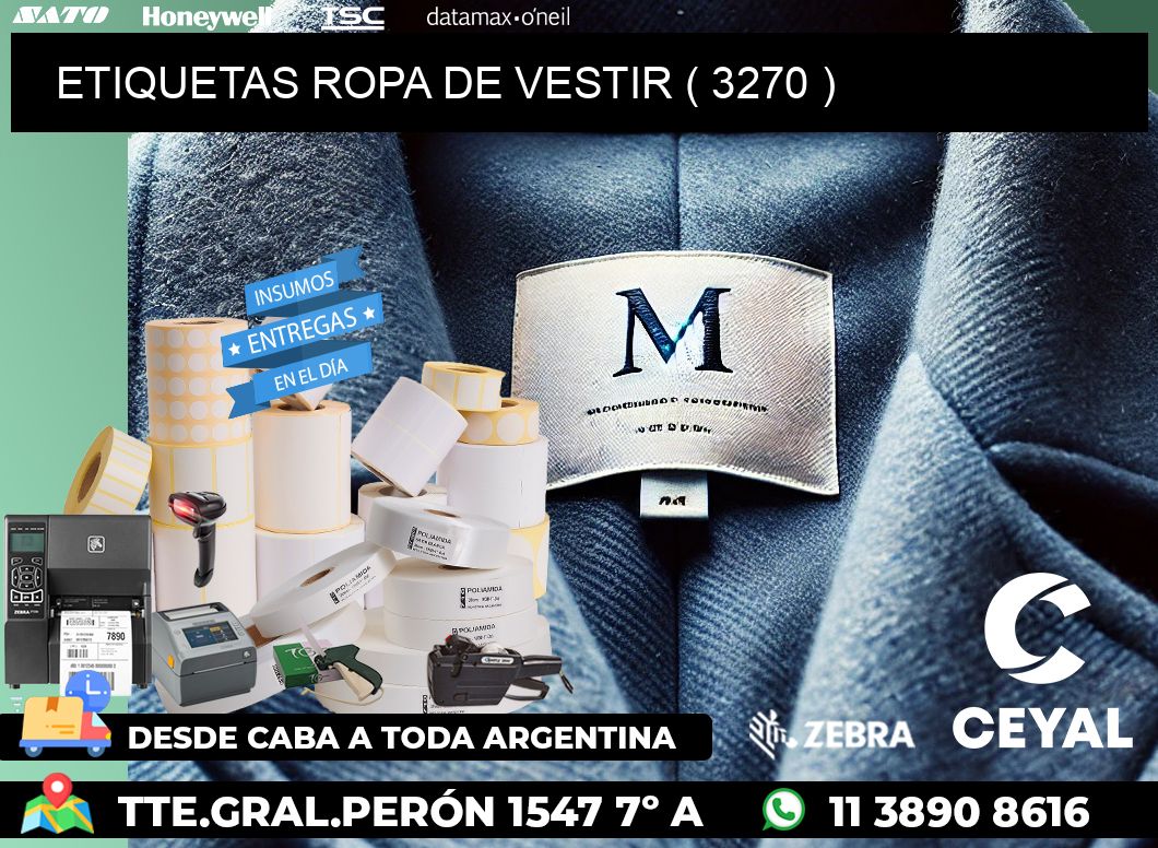 ETIQUETAS ROPA DE VESTIR ( 3270 )