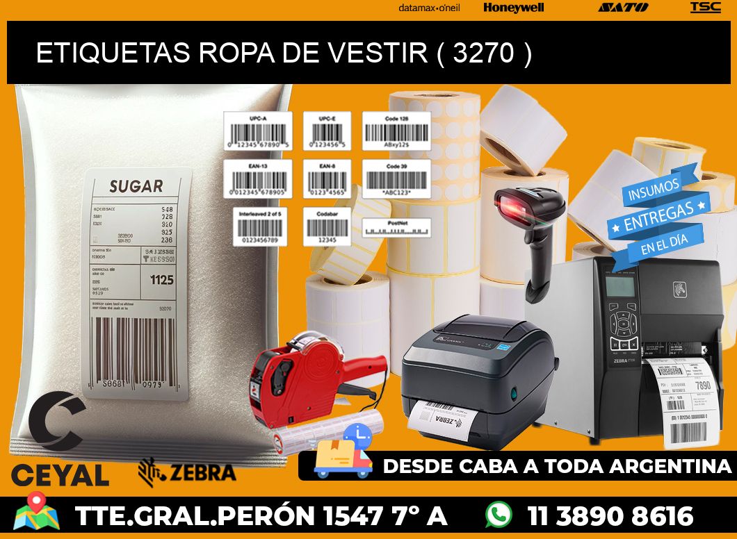 ETIQUETAS ROPA DE VESTIR ( 3270 )