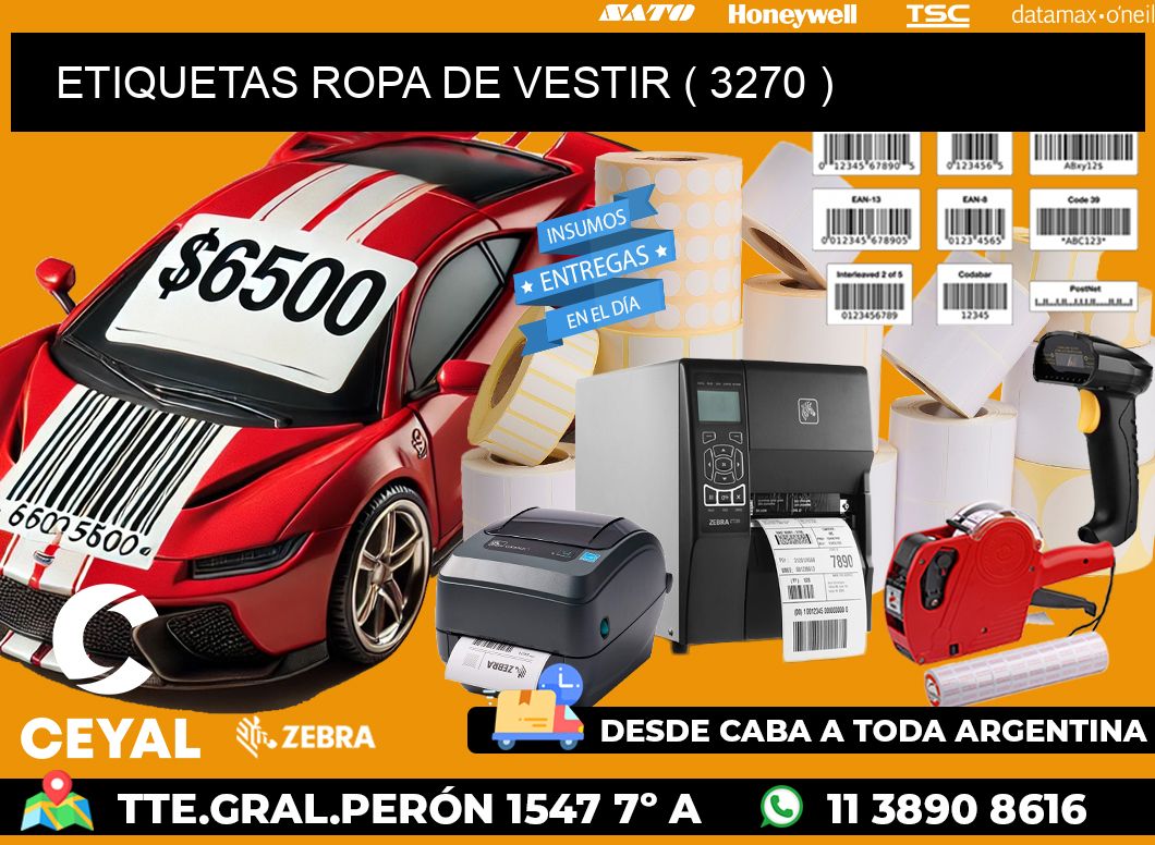 ETIQUETAS ROPA DE VESTIR ( 3270 )