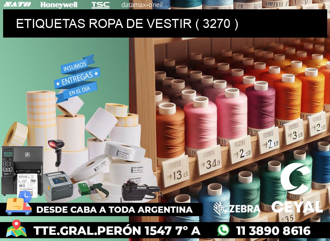 ETIQUETAS ROPA DE VESTIR ( 3270 )