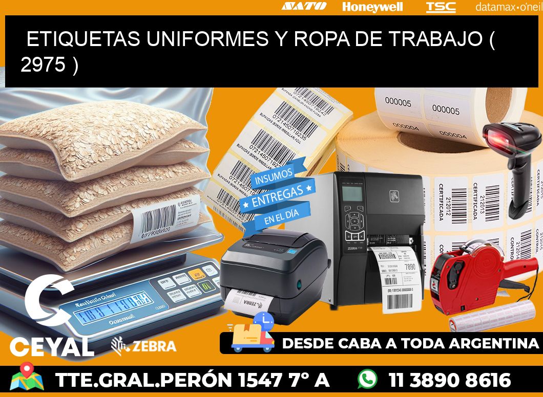 ETIQUETAS UNIFORMES Y ROPA DE TRABAJO ( 2975 )