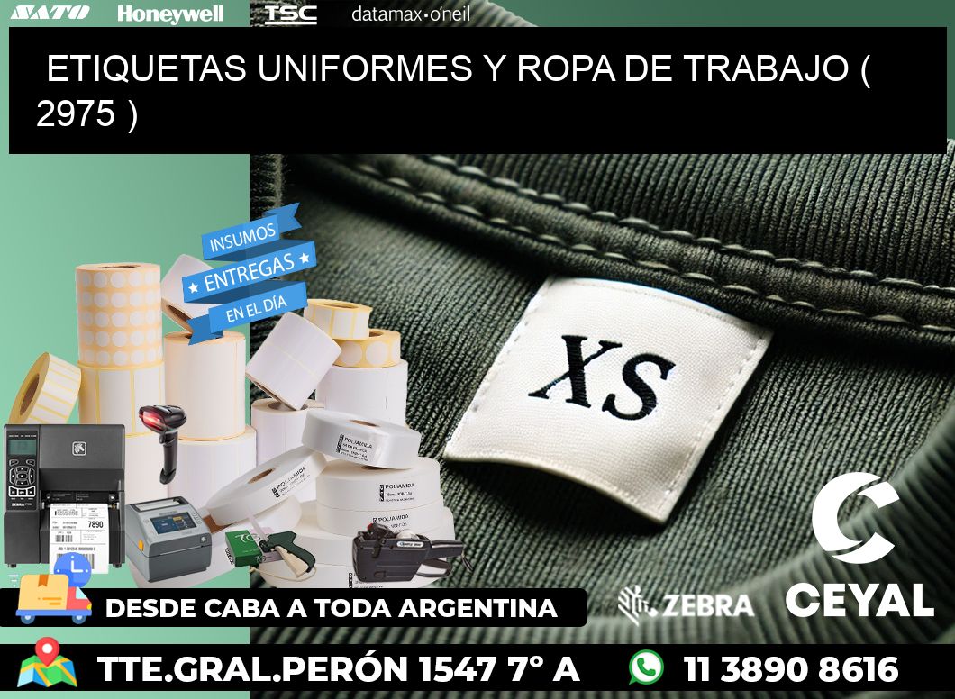 ETIQUETAS UNIFORMES Y ROPA DE TRABAJO ( 2975 )