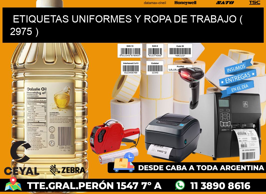 ETIQUETAS UNIFORMES Y ROPA DE TRABAJO ( 2975 )