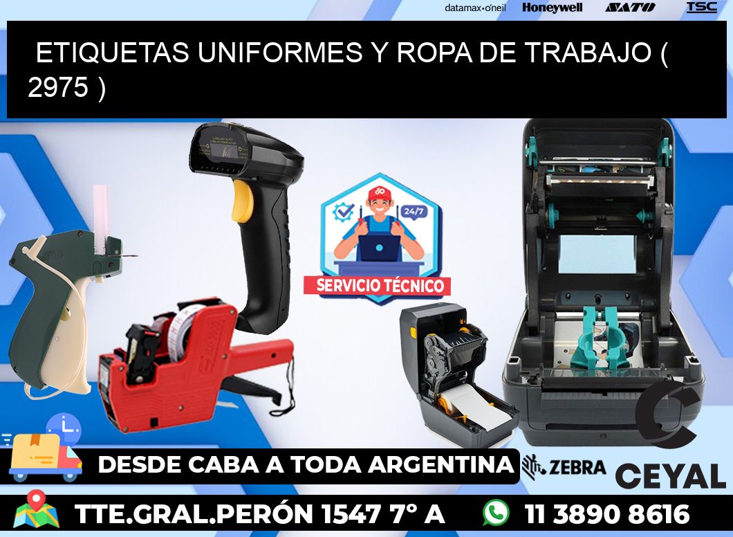 ETIQUETAS UNIFORMES Y ROPA DE TRABAJO ( 2975 )