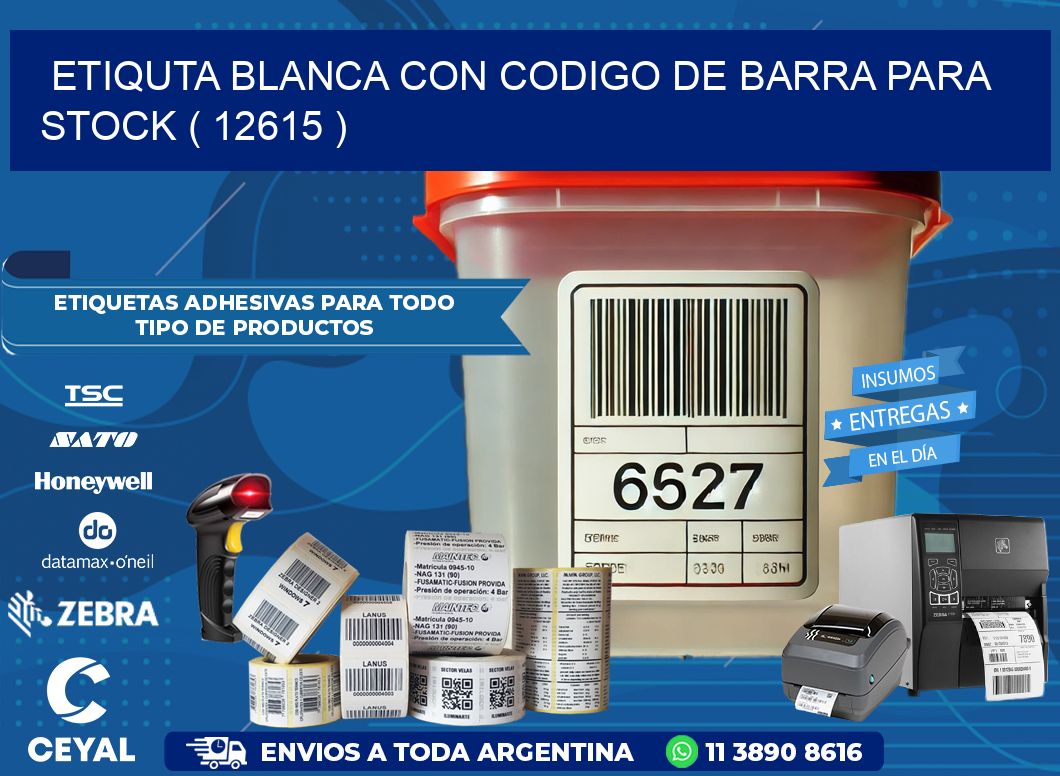 ETIQUTA BLANCA CON CODIGO DE BARRA PARA STOCK ( 12615 )