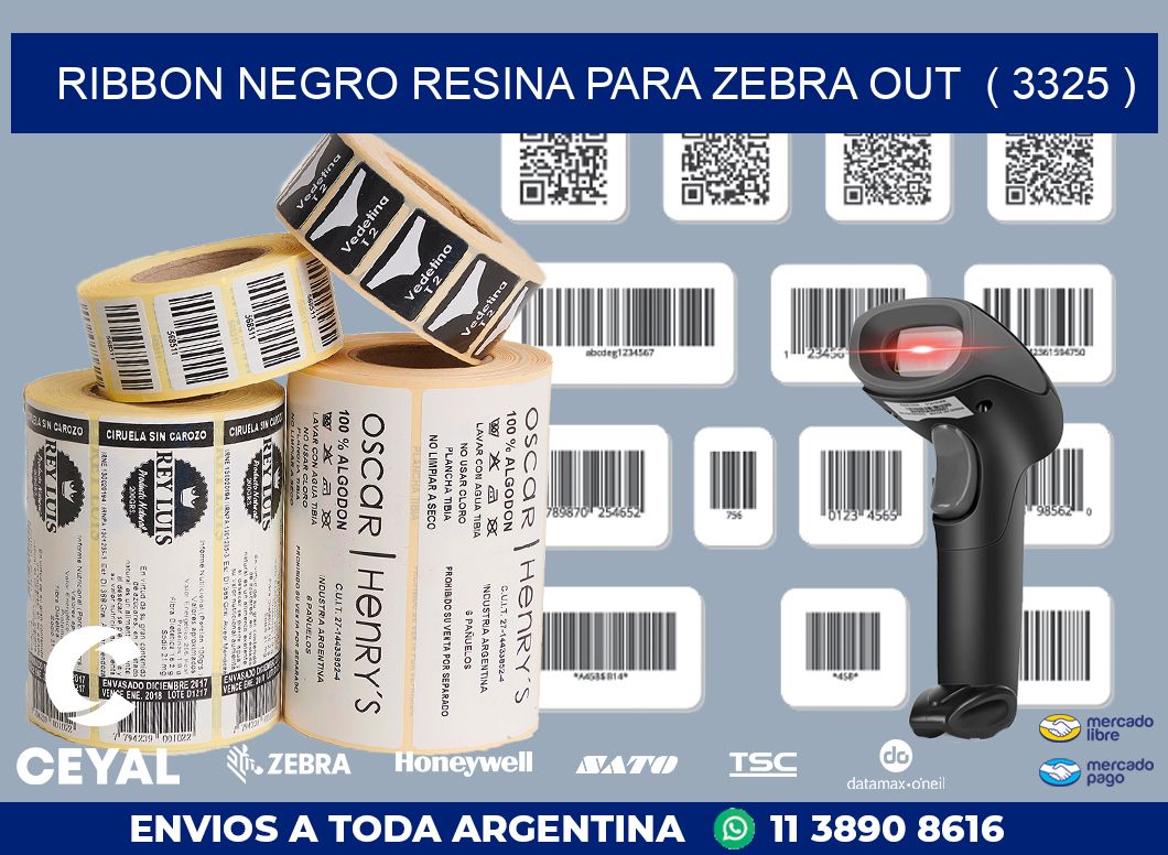 RIBBON NEGRO RESINA PARA ZEBRA OUT  ( 3325 )