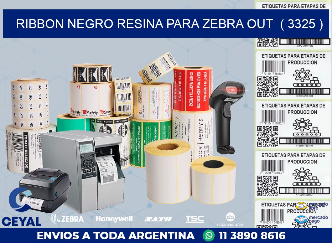 RIBBON NEGRO RESINA PARA ZEBRA OUT  ( 3325 )