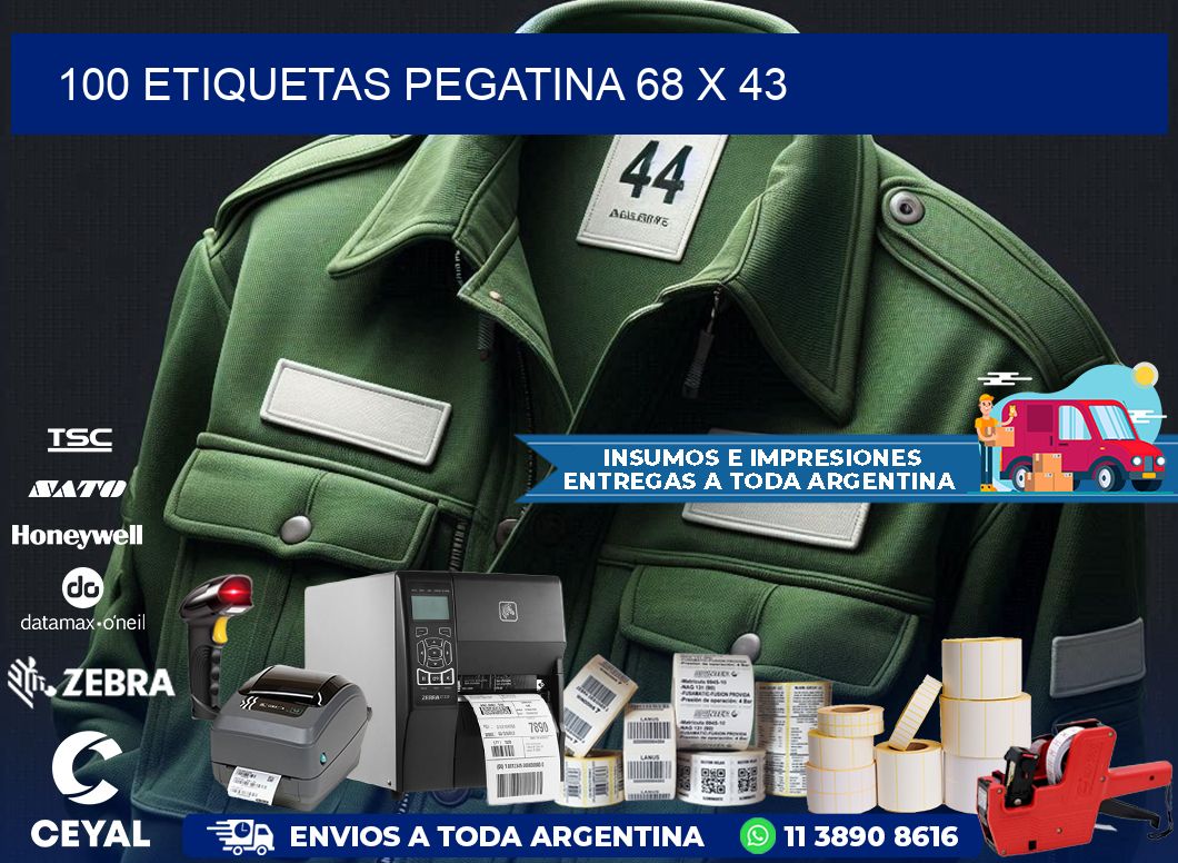 100 ETIQUETAS PEGATINA 68 x 43