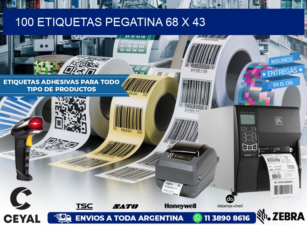 100 ETIQUETAS PEGATINA 68 x 43