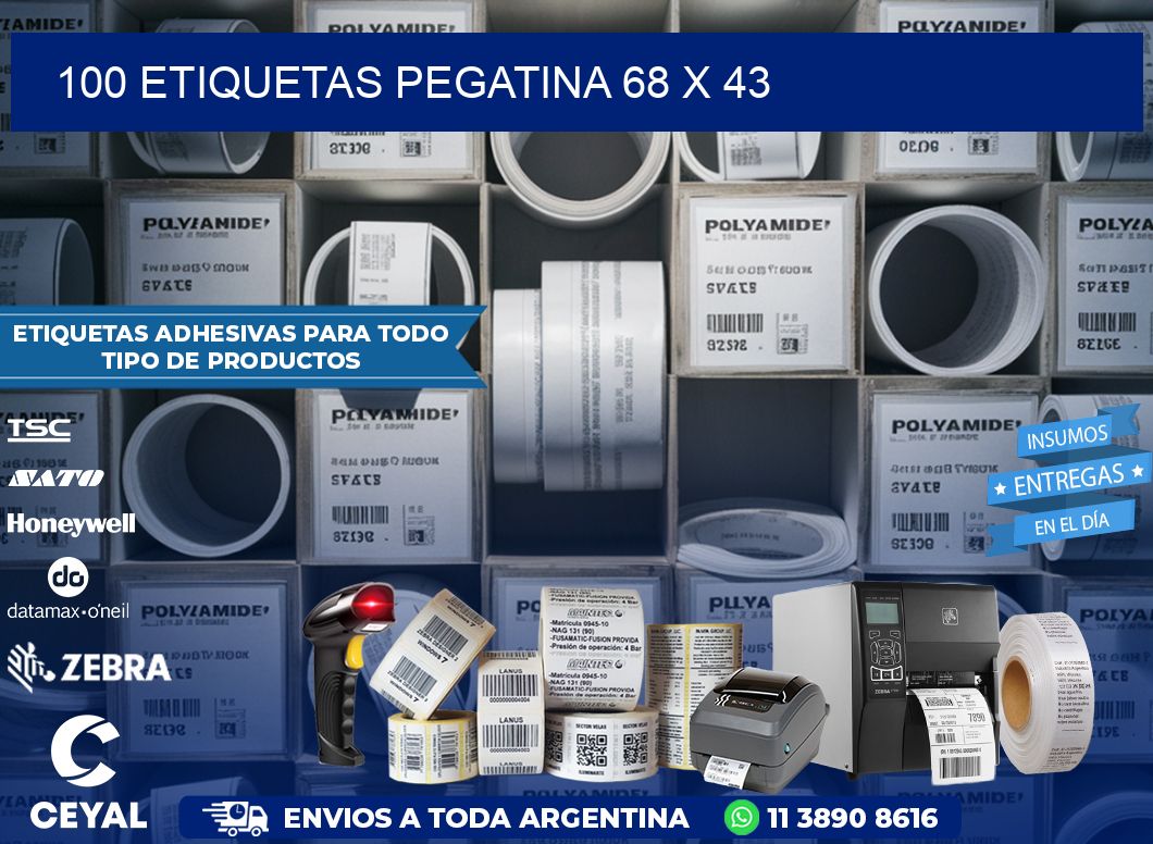 100 ETIQUETAS PEGATINA 68 x 43