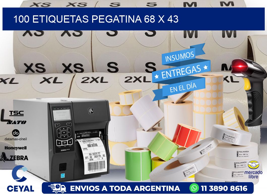 100 ETIQUETAS PEGATINA 68 x 43