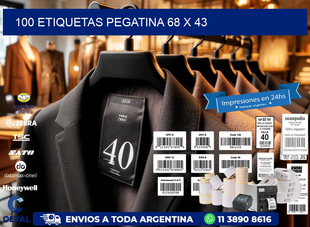 100 ETIQUETAS PEGATINA 68 x 43