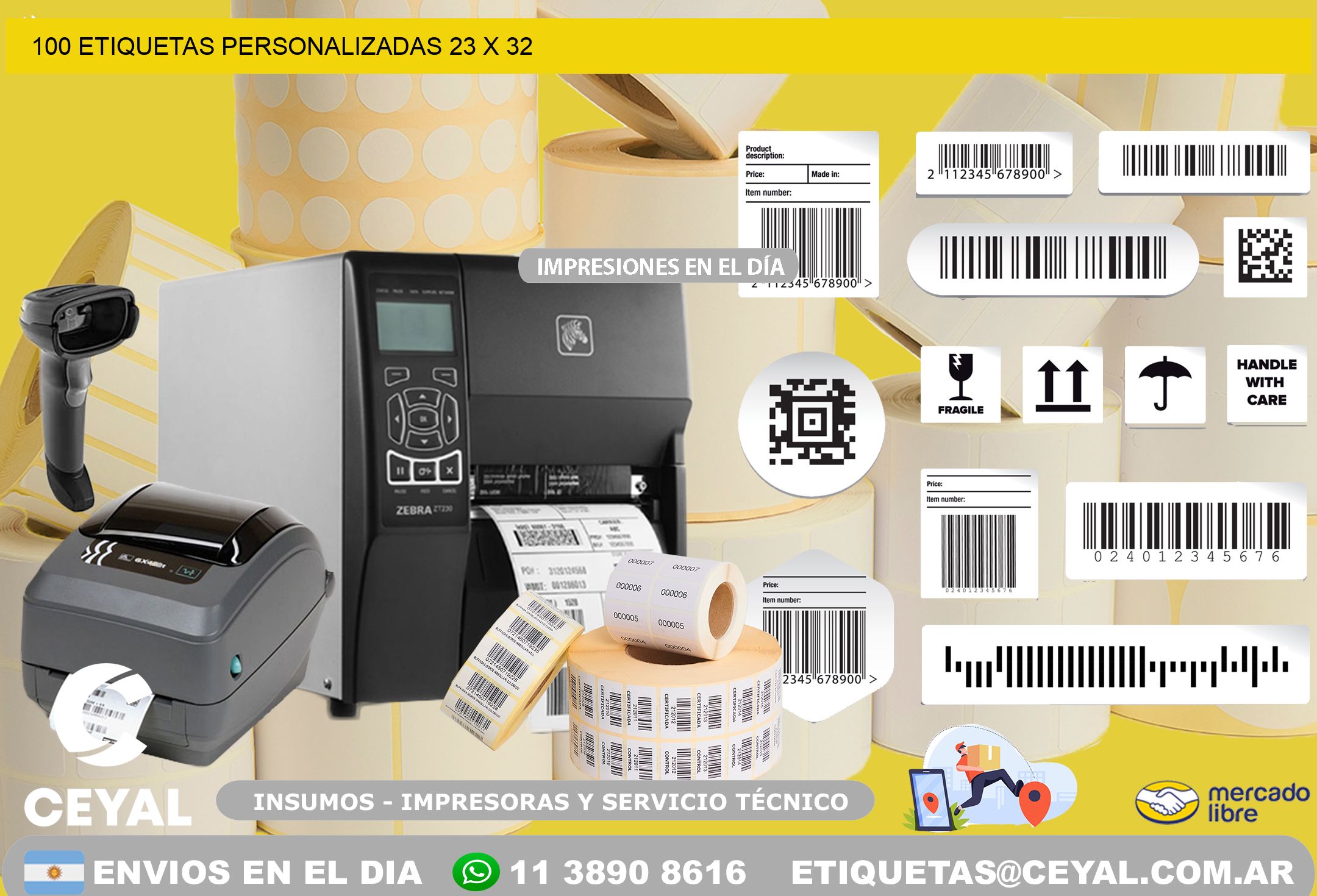 100 ETIQUETAS PERSONALIZADAS 23 x 32